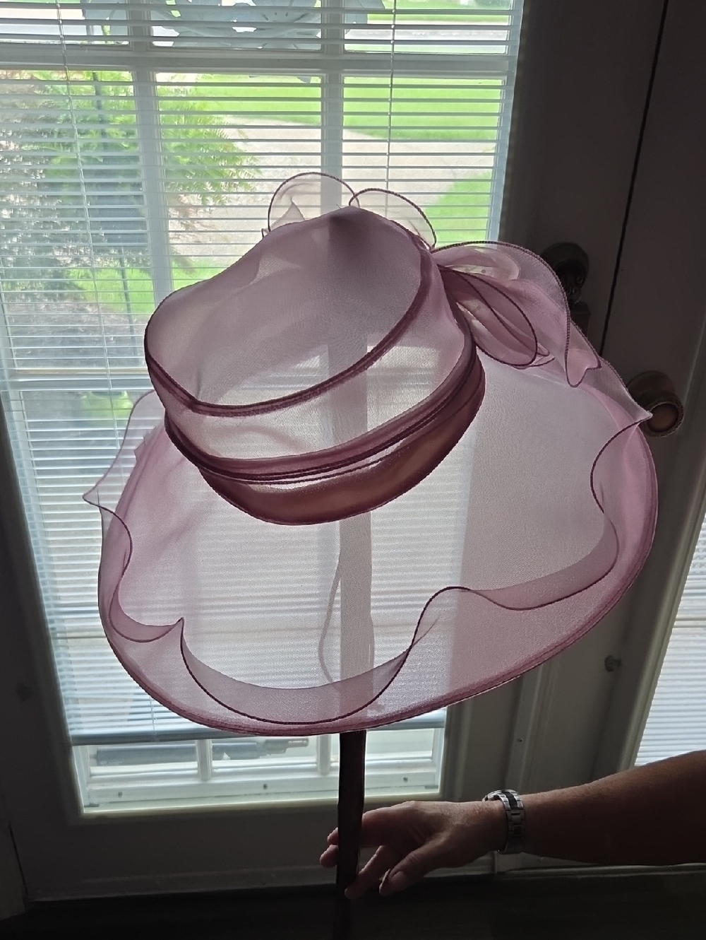 San Diego Hat Company Sheer Wide-Brim Organza Hat in Light Pink